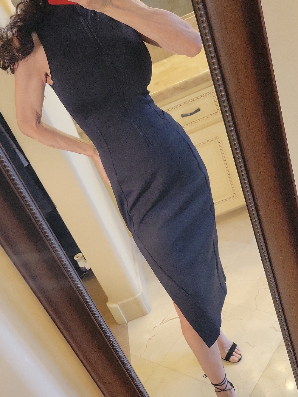 *TA3  Black Sleeveless Shapewear Midi Dress, S - Picture 3 of 16